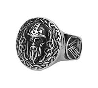 TQWSVUM Anello Odino Con Nodo Celtico Vichingo-Anello Pirata Nordic Valknut In Acciaio Inossidabile -Mens Fashion Vintage Odin Head Warrior Amuleto Anello Pagan Charm Jewelry Taglia 7-13