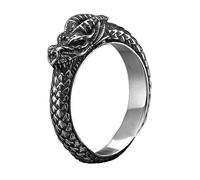 TQWSVUM Anello Ouroboros - Uomo Donna Anello Drago Vichingo Norvegese - Unisex Acciaio Inossidabile Vintage Gotico Punk Serpente Anello Animale Amuleto Pagano Moda Rock Party Gioielli