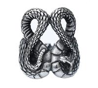 TQWSVUM Anello Ouroboros Vichingo -Anello Serpente Vintage da Uomo in Acciaio Inossidabile -Medievale Punk Heavy Metal Gothic Twisted Skull Snake Ring Animal Amuleto Gioielli di Moda