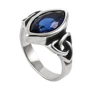 TQWSVUM Anello Pietre Preziose Nodo Celtico Vichingo Per Uomo Donna - Anello In Pietra Cristallo Nodo Triquetra In Acciaio Inossidabile Fatto A Mano - Nordic Vintage Irlandese Nodo Gioielli