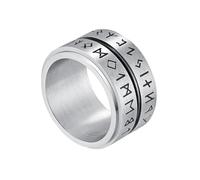 TQWSVUM Anello Rotante con Rune Vichinghe Per Uomini E Donne - Rune Nordiche Elder Futhark Anello In Acciaio Inossidabile Rotabile - Gioielli Fatti A Mano Lucidati Moda Punk Amuleto Per Coppie