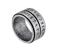 TQWSVUM Anello Rotante con Rune Vichinghe Per Uomini E Donne - Rune Nordiche Elder Futhark Anello In Acciaio Inossidabile Rotabile - Gioielli Fatti A Mano Lucidati Moda Punk Amuleto Per Coppie