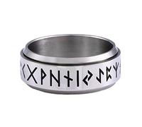 TQWSVUM Anello Rotante Viking Runa In Acciaio Inossidabile Uomo da 8 Mm, Anello del Pollice Delle del Futhark Nordico, Moda Religioso Talismano Pagano Band Gioielli Regalo Natale