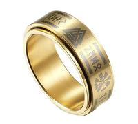TQWSVUM Anello Rune Vichinghe Norvegesi per Uomo - Anello Rotante Mjolnir con Lettera Rune in Acciaio Inossidabile - Punk Hip-Hop Odino Martello di Thor Valknut Simbolo Anello da Dito Gioielli