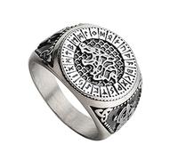 TQWSVUM Anello Runico In Acciaio Inossidabile Viking Wolf Head, Anello Norreno Vichingo Fenrir, Uomo Odin Wolf Thumb Ring Vintage Pagan Amulet Biker Hip Hop Gioielli Regalo