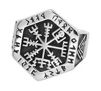 TQWSVUM Anello Runico Valknut Viking Compass In Acciaio Inossidabile da Uomo, Anello del Nordic Odin Symbol Vegvisir, Unisex Punk Gothic Stile Amulet Pagano Gioielli Guerriero