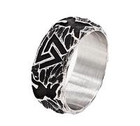 TQWSVUM Anello Runico Vichingo Valknut da Uomo, Anello del Lupo Simbolo di Odino In Acciaio Inossidabile Nordico, Fatto A Mano Vintage Amuleto Charm Pirate Ring Gioielli Regalo di Natale