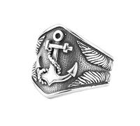 TQWSVUM Anello Signet 'ancora Della Nave Vichinga da Uomo-Anello Ancoraggio Pirata In Acciaio Inossidabile Thor's Hammer Vintage - Hip Hop Biker Ring Nordic Amulet Charm Scandinavia Jewelry