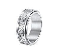 TQWSVUM Anello Spinner A Nodo Celtico Largo 8 Mm Per Uomo, Nordic Viking Anello Nodo Triquetra In Acciaio Inossidabile, Gioielli Girevoli A Mano Con Anello Irish Knot Promise