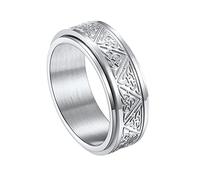 TQWSVUM Anello Spinner Con Nodo Celtico Nordico Per Donna Uomo - Anello Girevole In Acciaio Inossidabile Con Nodo Triquetra Vichingo da 8 Mm - Fede Nuziale Hip Hop da Strada Gioielli Irlandesi