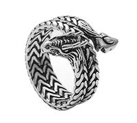 TQWSVUM Anello Testa di Drago Vichingo, Anello da Uomo In Acciaio Inossidabile Con di Drago, Mitologia Norrena Retrò Punk Moda Animale Anello da Dito Gioielli Regalo di Natale