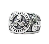 TQWSVUM Anello Triskele Celtico Vichingo Per Uomini E Donne - Anello Triskelion A Spirale Tripla In Acciaio Inossidabile Nordico Vintage - Gioiello Amuleto da Strada Fatti A Mano