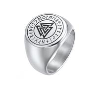 TQWSVUM Anello Valknut Con Vichinghe, Nordic Futhark Simbolo 'Odio Anello In Acciaio Inossidabile, Uomo Donna Vintage Placcato Oro 18K Anello Di Promessa Amuleto Irlanda Gioielli