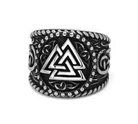 TQWSVUM Anello Valknut Nodo Celtico Viking - Anello Pirata da Uomo In Acciaio Inossidabile Odin Trinity Symbol - Nordic Vintage Pagan Amuleto Medievale Vintage Hip Hop Ring Jewelry Gift