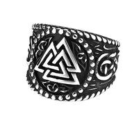 TQWSVUM Anello Valknut Vichingo da Uomo -Anello Drago Celtico In Acciaio Inossidabile Nordico -Fatto A Mano Vintage Celtico Triquetra Nodo Odino Simbolo Anello Con Sigillo Gioielli Dichiarazione