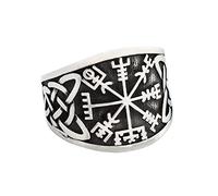 TQWSVUM Anello Vegvisir Bussola Vichinga Uomo, Nordic Runic Compass Celtic Knot Anello In Acciaio Inossidabile, Fatto A Mano Punk Gothic Ireland Celtic Pagan Talisman Jewelry