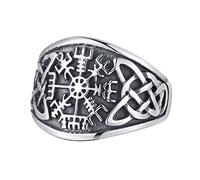 TQWSVUM Anello Vegvisir da Uomo Con Nodo Celtico Vichingo - Anello da Pollice Bussola Pirata In Acciaio Inossidabile Nordico - Amuleto Vintage di Moda Punk Pesante Biker Anello Grosso Gioielli