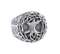 TQWSVUM Anello Vichingo Albero Della Vita In Acciaio Inossidabile, Mitologia Norrena Yggdrasil Anello Pirata, Gioielli Fatti A Mano Medievali Vintage Scandinavi Uomini Donne Taglia 7-13