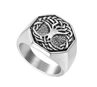 TQWSVUM Anello Vichingo 'albero Della Vita Per Gli Uomini Nordici -Anello Pirata Amuleto In Acciaio Inossidabile Yggdrasil Nodo Celtico - Vintage Cool Punk Rock Pagan Party Jewelry Gift
