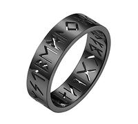 TQWSVUM Anello Vichingo Nordico for Uomo Donna,Anelli for Pollice Con Futhark Elder Scavate In Acciaio Inossidabile,Gioielli di Fede Nuziale Pagana Celtica Vintage Fatti A Mano