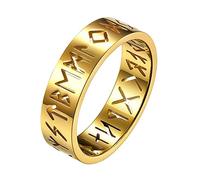 TQWSVUM Anello Vichingo Nordico for Uomo Donna,Anelli for Pollice Con Futhark Elder Scavate In Acciaio Inossidabile,Gioielli di Fede Nuziale Pagana Celtica Vintage Fatti A Mano