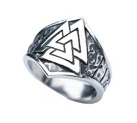 TQWSVUM Anello Vichingo Valknut, Anello In Acciaio Inossidabile Simbolo Delle Nordiche Odin, Uomini Donne Moda Punk Gotico Vintage Amuleto Biker Anello Gioielli Taglia 8-14