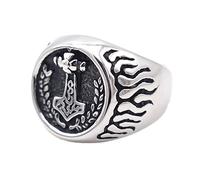 TQWSVUM Anello Viking Odin Mjolnir Per Uomo -Mitologia Norrena Nodo Celtico Martello di Thor's Anello In Acciaio Inossidabile -Anello Pirata Amuleto Artigianale Medievale Fatto A Mano
