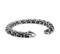 TQWSVUM Bracciale A Catena A Maglia da Uomo in Acciaio, Bracciale in Acciaio Inossidabile con Scala di Drago Vichingo, Gioielli Fatti A Mano con Catena di Chiglia Biker Punk Rock Vintage Animal