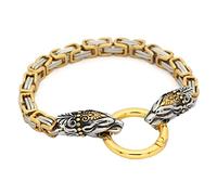 TQWSVUM Bracciale A Catena da Re Lupo Vichingo da Uomo, Bracciale con Testa di Lupo in Acciaio Inossidabile Nordico, Bracciale con Animali Lucidati Fatti A Mano Gioielli Vintage con Fascino Moda