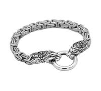 TQWSVUM Bracciale A Catena da Re Lupo Vichingo da Uomo, Bracciale con Testa di Lupo in Acciaio Inossidabile Nordico, Bracciale con Animali Lucidati Fatti A Mano Gioielli Vintage con Fascino Moda