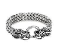 TQWSVUM Bracciale A Catena in Maglia A Maglia in Acciaio Inossidabile da Uomo, Nordic Viking Celtic Dragon Cuff Bangle, Vintage Punk Hip Hop Gothic Charm Fashion Bracciali Gioielli