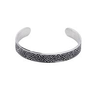 TQWSVUM Bracciale Aperto con Nodo Celtico Nordico Vichingo - Uomo Donna Bracciale Rigido con Nodo Triquetra in Acciaio Inossidabile - Braccialetto Regolabile Gotico Amuleto Gioielli Irlandesi