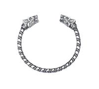 TQWSVUM Bracciale Aperto Lupo Vichingo da Uomo - Nordic Fenrir Bracciale in Acciaio Inossidabile con Doppia Testa di Lupo - Forte Odin Animal Amuleto Braccialetto Protezione Gioielli