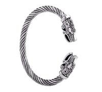 TQWSVUM Bracciale con Anello Viking Jewelry Ring A Doppia Testa Norreno, Bracciale Contorto Geri E Freki in Acciaio Inossidabile di Odino, Gioielli Pagani in Stile Gotico del Medioevo Vintage