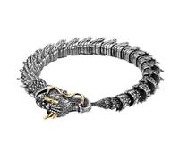 TQWSVUM Bracciale con Testa di Drago per Uomo - Bracciale Catena A Maglie Intrecciate in Acciaio Inossidabile Vichingo - Braccialetto Amuleto Animale Vintage Mitologia Norrena Ouroboros Gioielli