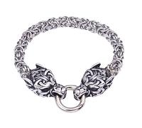 TQWSVUM Bracciale con Testa di Lupo Vichingo Norreno -Bracciale Uomo Celtic Odin Fenrir in Acciaio Inossidabile King Chain Link -Accessori per Gioielli Bracciale Rigido Amuleto Pesante alla Moda