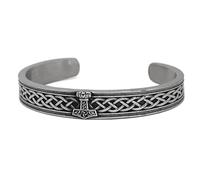 TQWSVUM Bracciale da Uomo A Forma di Martello da Uomo Viking Thor - Nordic Dual Color Acciaio Inossidabile Mjolnir Bangle - Fatto A Mano Odin Celtic Knot Pagan Pirate Amulet Jewelry