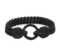 TQWSVUM Bracciale da Uomo Con Lupo Vichingo Norreno -Bracciale Con Polsino A Catena In Maglia A Doppia Testa di Lupo In Acciaio Inossidabile - Gioielli da Polso Fenrir Con Animali Gotici Vintage
