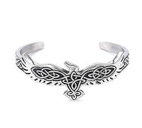 TQWSVUM Bracciale da Uomo con Polsino da Corvo Vichingo - Bracciale Regolabile in Acciaio Inossidabile con Corvo Celtico Nordico - Gioielli da Polso con Amuleto Animale Pirata Pagano Vintage