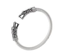 TQWSVUM Bracciale da Uomo con Polsino del Drago Vichingo - Braccialetto Regolabile con Teste di Drago in Acciaio Inossidabile Nordico - Gioielli da Polso Hip-Hop Vintage con Amuleto Pirata Pagano