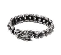 TQWSVUM Bracciale da Uomo in Acciaio Inossidabile con Catena A Maglie di Drago -Bracciale in Scala di Drago in Stile Gotico Vintage Fatto A Mano -Moda Hip Hop Street Rock Animali Gioielli Nordici
