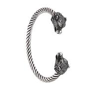 TQWSVUM Bracciale da Uomo in Acciaio Inossidabile Viking Wolf Head, Dio Norreno Odino Fenrir Bracciale Intrecciato Regolabile, Moda Punk Medievale Gotico retrò Pagan Amuleto Gioielli