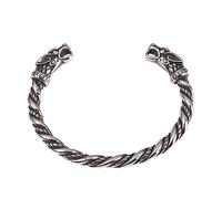 TQWSVUM Bracciale da Uomo Viking Wolf Twisted Open -Bracciale Vintage in Acciaio Inossidabile con Teste di Fenrir -Mitologia Norrena Odin Wolf Heads Gioielli da Polso Regolabili
