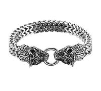 TQWSVUM Bracciale Fenrir Testa di Lupo Doppio Vichingo Vichingo da Uomo, Gioielli Pagani Amuleti di Lupi Celtici Odino Nordici, Bracciale for Polsini Intrecciati in Rete Fatta A Mano del Medioevo