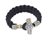 TQWSVUM Bracciale in Corda con Ombrello Vichingo con Acciaio Inossidabile Mjolnir Mito scandinavo Uomo scandinavo Regalo di Amicizia con Borsa per Gioielli