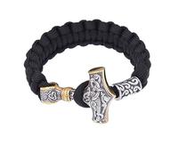 TQWSVUM Bracciale in Corda con Ombrello Vichingo con Acciaio Inossidabile Mjolnir Mito scandinavo Uomo scandinavo Regalo di Amicizia con Borsa per Gioielli