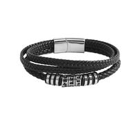 TQWSVUM Bracciale in Pelle con Perline Runiche Vichinghe da Uomo - Braccialetto in Pelle Intrecciata Multistrato in Acciaio Inossidabile Mito Norreno - Gioielli Coppia Amuleto per Animali Odin