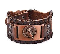 TQWSVUM Bracciale in Pelle di Corvo di Viking Odin, Mitologia Norvegese Corvo Gioielli Amuleto Animale, Cinturino Largo in Corda Intrecciata Stile Vintage Punk Regolabile
