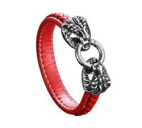 TQWSVUM Bracciale in Pelle Intrecciata Testa Leone Vichingo per Uomo - Bracciale in Pelle Teste Leone Ruggente Vintage Nordico in Acciaio Inossidabile - Braccialetti Amuleti Animali Fatti A Mano