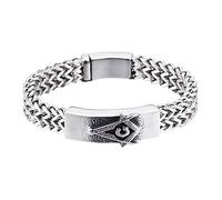 TQWSVUM Bracciale Massonico da Uomo in Acciaio Inossidabile, Braccialetto Polsino con Simbolo Massone Intrecciato A Mano Medioevo, Gioielli di Protezione Religioso del Maestro Muratore